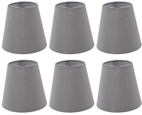 Clip en la pantalla de la lámpara, 6Pcs pequeñas pantallas de tela gris pantallas de lámparas E14 pantalla de la lámpara de escritorio pantalla de la lámpara de pie de reemplazo pantallas de lámparas