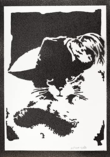 moreno-mata Echtes Handgemachtes Graffiti Puss in Boots Katze mit Stiefeln Filme Aesthetic Poster & Kunstdrucke Plakat Handmade Deko Wandbild Wanddeko Geschenke für Männer und Frauen