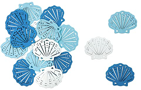 Oblique Unique Maritime Holz Streudeko Muscheln Seesterne Meer Streuartikel Tischdeko Kindergeburtstag Sommer Party Hellblau Blau Weiß (Muscheln (Weiß, Hellblau, Blau))