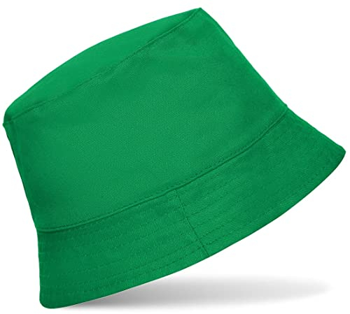 Hatstar Baumwoll Fischerhut mit Krempe | Sonnenhut | Sommerhut | Gartenhut | Anglerhut | für Damen und Herren (grün)
