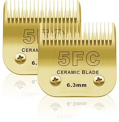 BESTBOMG 2 Stück 5FC Ersatzklinge für die Fellpflege von Heiniger/Moser Max45/Andis/Oster A5 Hundehaarschneider, Länge 6,3 mm, Gold