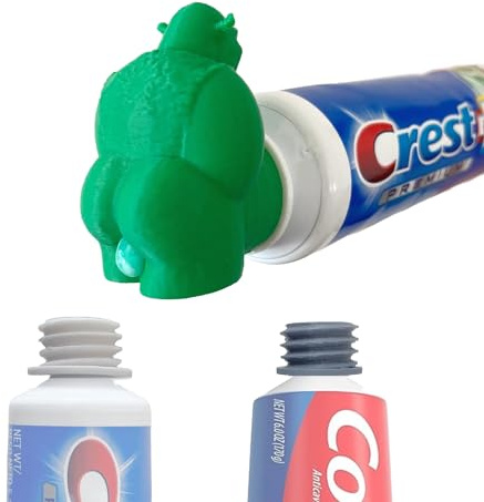 TUBECAPZ Funny Shrek Pooping Zahnpasta-Aufsatz, inkl. 2 Adapter für Crest & Colgate Tubes (Shrek)