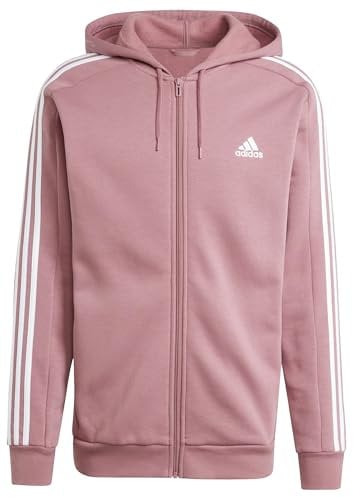 adidas Herren Essentials Fleece 3-Stripes Full-Zip Hoodie, preloved Crimson, S
