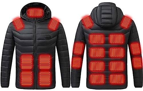 Beheizte Jacke für Herren Damen Warm Heizjacke mit 21 Heizzonen Elektrisch Beheizbare Jacke Black Friday Daunenjacke Heizweste Winterjacke Beheizbare Kleidung Pufferjacke zum Skifahren