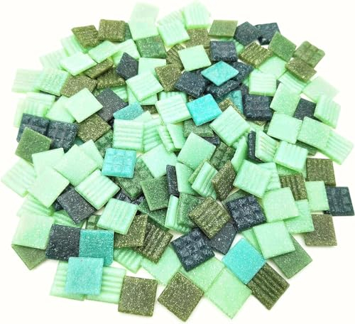 Quarz-Mosaikfliesen, 500 g, 2 cm, mehrfarbige Mosaiksteine, Steine für DIY-Mosaikherstellung, Handwerk, Hobby, Kunst, Heimwanddekoration (gemischte Grün)
