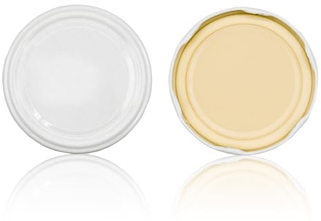 Pack 24 Tapas para bote,tarro,frasco de cristal;Cerradura enrroscable;Tapa giratoria de metal;conservar frutas,verduras y mermeladas;Tapa hermética;DIFERENTES TAMAÑOS Y COLORES (Blanco, 66 mm)