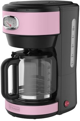 Westinghouse Cafetiere Retro - Café filtre - Machine a Cafe Grain - Filtre réutilisable - 1,25 L - 10 tasses - 1000 W - Rosa