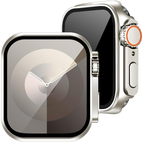 2Buyshop Cover per Apple Watch Serie 9 8 7 45mm Case con Vetro Temperato Privacy Pellicola, Sembra iWatch Ultra Anti Spia Rigida PC Protezione Case Custodia per Apple Watch Series 9 8 7 Cover 45mm
