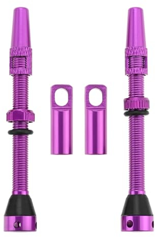 DRELD 2 Stück Fahrrad Tubeless 60mm, 1 Paar Presta Tubeless Ventile, MTB Tublessventiel, Fahrrad Tubeless Presta Aluminiumlegierung, Tubeless Presta Ventilschaft (60mm Lila)