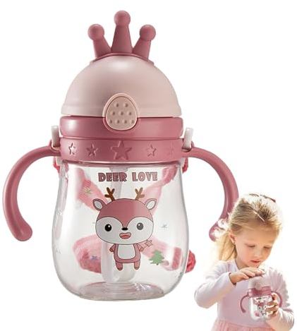 Lnhgh Schnabeltassen für Kinder, Schnabeltasse mit großem Fassungsvermögen | 370 ml Kronen-Trinkflasche mit großem Fassungsvermögen | Tragbare Wasserflasche zum Abendessen, Cartoon-Trinkbecher für