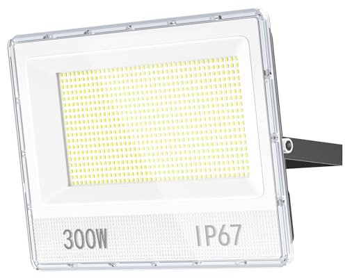 YIQIBRO 300W Projecteur Spot LED Extérieur 1 Pièces, Halogene Exterieur LED Etanche IP67 5000LM 7000K Blanc Froid Lampe Exterieur pour Terrasse, Jardin, Cour