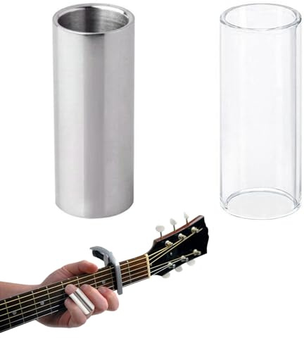 Guitar Slide,2PCS Slide Guitar,Stainless Steel and Glass Guitar Accessories,Durable guitar slider for Electric Guitar,Guitar & Gear Accessories with Unique Sound Features for Electric Guitars/Acoustic