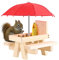 Sonhomay Eichhörnchen-Futterstation für den Außenbereich, lustiger Eichhörnchen-Futtertisch mit Regenschirm, für Garten, Hof, Baum