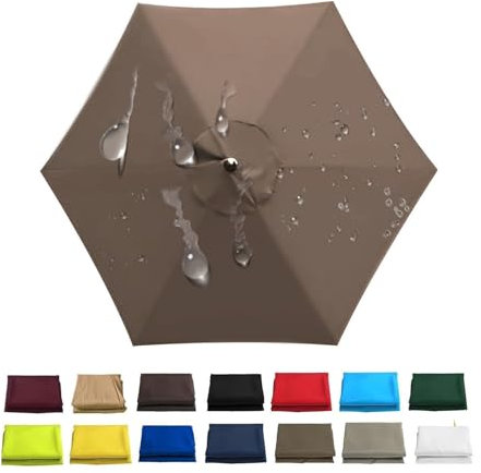 Rechange Toile de Parasol de Jardin 2m 2.3m 2.5m 2.7m 3.0m Dessus de Parapluie de Remplacement pour 6 Ribs 8 Ribs, Bâche De Remplacement Toile de Rechange pour Parasol(Ww15,6 Ribs- 8.2 FT 250 cm)