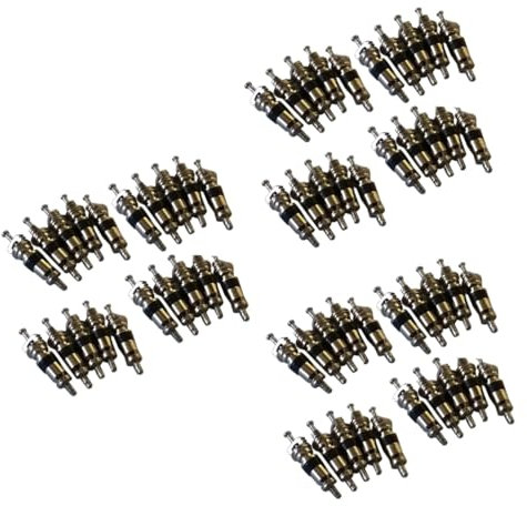 Mobestech Ventileinsätze 20 Stück Aus Kupfer Vernickelt Für Auto Lkw Motorrad Fahrrad Reifenkern Mit Dichtung Und Federbelastetem Stift Druckbeständig Bis 300 Psi