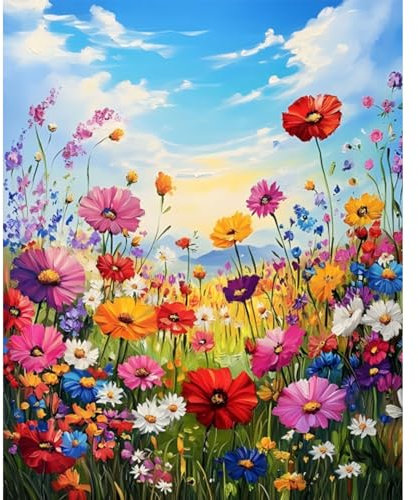 Pujeknm Malen Nach Zahlen Erwachsene Blume-DIY Blumen Handgemalt Ölgemälde Kit für Anfänger, Mit 3-Pinseln und Acrylfarbe Handgemalt öLgemäLde Kit Als Geschenk 40x50cm (Rahmenlos)