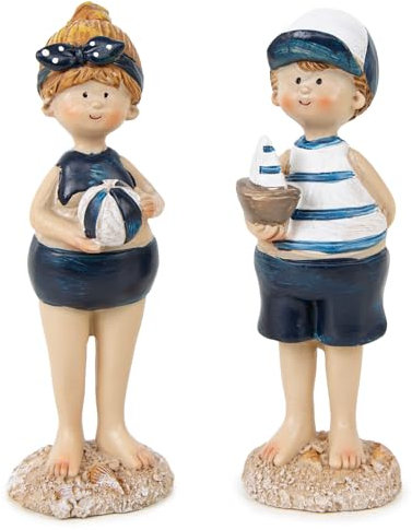 Logbuch-Verlag 2 Matrosen Kinder Paar am Strand Deko Figuren Sommer Urlaub Badezimmer Dekoration zum Hinstellen 12 cm