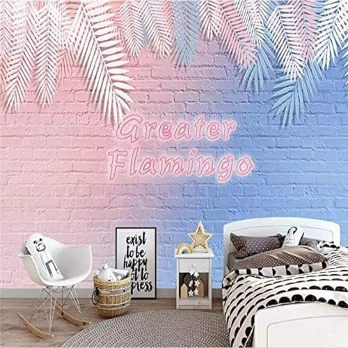 Abstrakt Flamingo Blau Rosa Tropisch Blatt Fliese 3D Tapeten Büro Wohnzimmer Sofa Schlafzimmer Tv Hintergrund Wand Dekoration-400cm×280cm