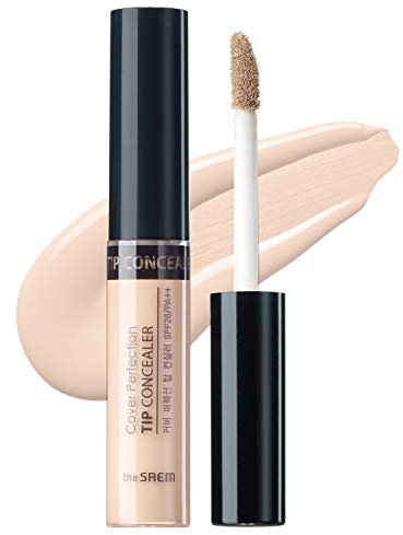 THESAEM Cover Perfection Tip Concealer SPF28 PA++ 6,5g #1 Clear Beige - Universell einsetzbarer flüssiger Concealer, vollständig deckendes Makeup für Akne, dunkle Flecken und Hyperpigmentierung