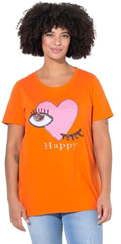 Angel of Style Damen große Größen Übergrößen Plus Size T-Shirt, A-Linie, Augen-Herz orange 46 839480650-46