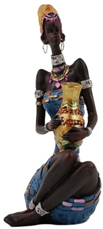 Fuwraixis Afrikanische Kunst Statue, Kreative weibliche Stammes-Skulptur, Vintage Ornament aus Harz, Dekorationen für Haus/Büro/Weinkühler, Kreative Wohnzimmer-Dekoration Geschenke