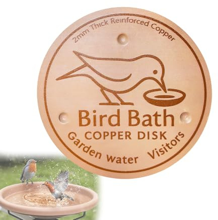 Kenmohuo 1/2PCS 99.99% Pure Copper Bird Bath Clean Disk, Bird Bath Copper Disks Keeps Water Fresh, Physical Cleaning Water Birdbath Disk Birds Water Bowl for Outdoors (Copper 1pcs)