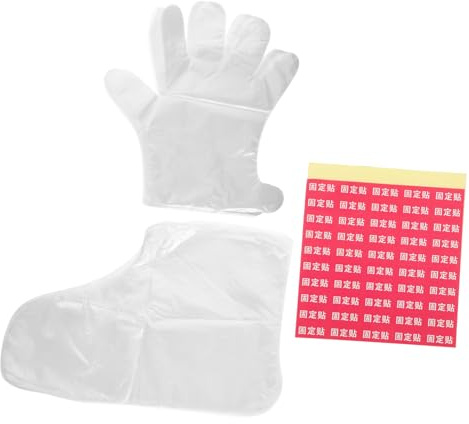 Veemoon Fußmaske mit Feuchtigkeitsspendender Wirkung aus Pe Peelinghandschuhe und Einwegdesign Inklusive Fixieraufkleber Zufälliger Stil für Zuhause oder Salon