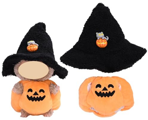 TYXHXTF Puppenkleidung, Halloween Pumpkin Plüschpuppenkit, 17 cm Große Kleidung für Puppe, Kleidung Plüsch
