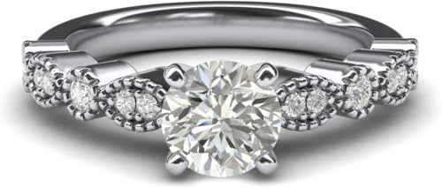 CLSDRZC Women's Vintage-Inspired Milgrain Marquise and Dot Simulated Diamond Engagement Ring Matching Wedding Ring Set