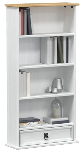 vidaXL CD-Regal Weiß 52 x 17.5 x 103 cm Massives Kiefernholz