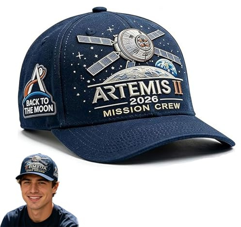 Generisch Artemis II Lunar Mission Commemorative Cap, Adjustable Baseball Hat, Back to the Moon Cap for Men & Women