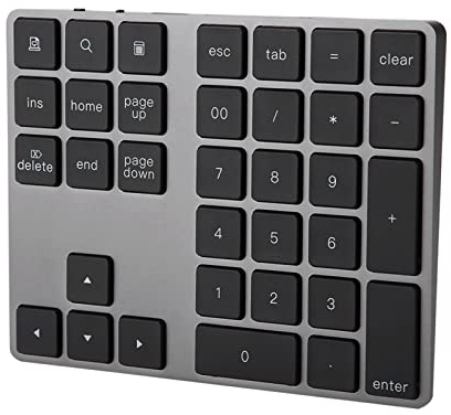 Phefop Keyboard, Mouse and Presentation Pen Aluminum Alloy Rechargeable 34 Keys Wireless Numeric Keypad Ultra Slim Portable 10m Range Compatible with IOS Window Bluetooth Number
