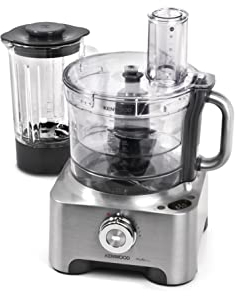 Kenwood MultiPro Sense Food Processor, 3.5 Litre Bowl, 1.6 Litre Thermo-resist Glass Blender, 4 attachments, 5 Slicing and Grating Plates, Built in Weighing Scale, 1000 W, FPM810, Silver