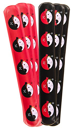 LG-Imports Piraten Schnapparmbänder Klatscharmband Piratenparty (6 Schwarz/6 Rot)