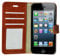 Brown iPhone SE 5 5S Premium Slim Wallet Leather Flip Case Cover With Holder & Screen Protector