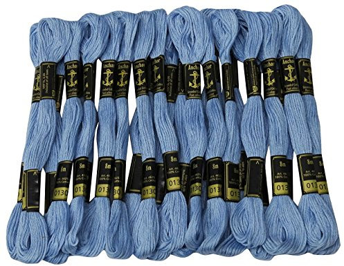 ANCHOR 25 x Stranded Baumwollkreuz-Heftung Hand Stickgarn Floss Skeins-Dusty Blau