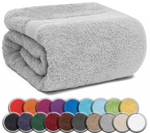 NatureMark SAUNATUCH/Badetuch – Premium Qualität 80x200cm – Sauna-Handtuch 100% Baumwolle – Farbe: Silber grau