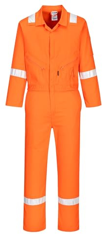 Portwest C814 Iona Lightweight Reflective Cotton Coverall Orange, Large