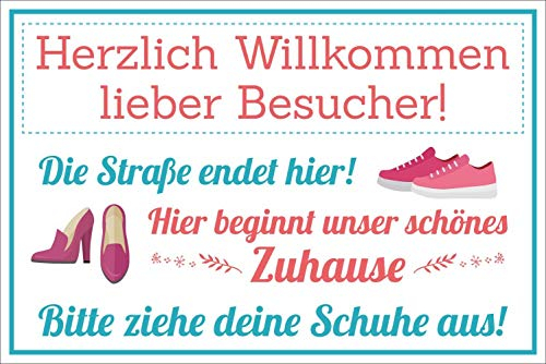 Vintage Shabby Holzschild Schuhe ausziehen Straße endet hier Geburtstag Geschenk