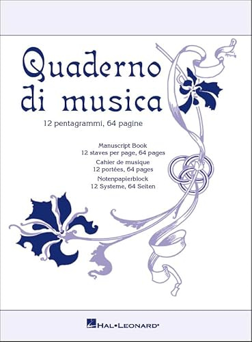 Quaderno di musica: 12 pentagrammi, 64 pagine - Quaderno Pentagrammato Formato 23,5 x 31,5 cm | Per Scrittura Musicale, Composizione, Studio, Teoria della Musica, Solfeggio e Appunti Musicali
