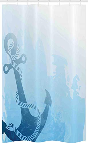 ABAKUHAUS Anker Schmaler Duschvorhang, Nautical Deep Sea Bottom, Badezimmer Deko Set aus Stoff mit Haken, 120 x 180 cm, Hellblau