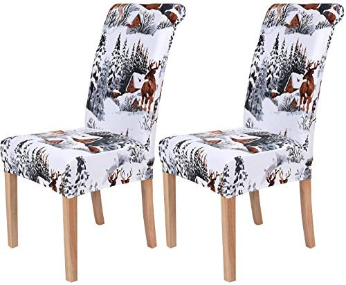 Homaxy Universal Stretch Stuhlhussen 2er 4er 6er Set Stuhlbezug für Stuhl Esszimmer (2er Set, Weihnachten B)