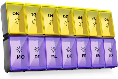Tablettenbox 7 Tage Morgens Abends Groß, Tablettendose 14 Tage Abends XL Große Dispenser Medikamente Groß für Vitamine, Nahrungsergänzungsmittel und Medikamente