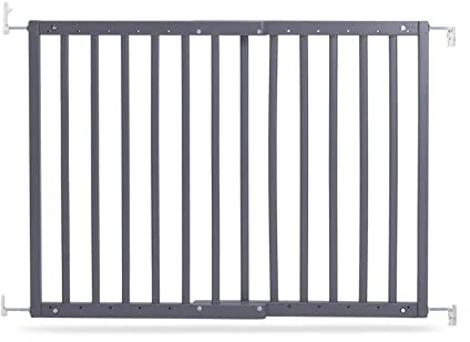 Geuther 2700 schwenkbares Türschutzgitter Passung: 63 cm - 103,5 cm Türgitter Treppenschutzgitter zum Bohren extra hohes Babygitter stufenlos einstellbar Sicherheitsverschluss Grau