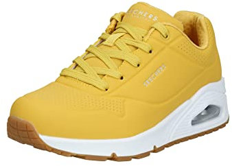 Skechers Women's Uno Stand on Air Sneaker, Yellow Durabuck White Midsole, 5.5 UK