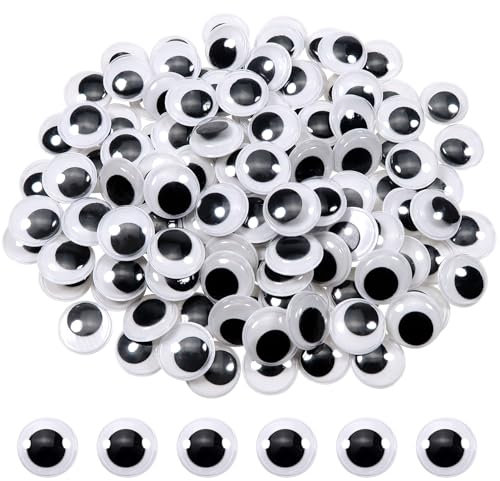 TOAOB 100 Piezas 15 mm Adhesivos Ojos Móviles Blanco Negro Ojos de Plástico Adhesivas Redondo Autoadhesivo Ojos Utilizados para Manualidades de Scrapbooking Accesorios Artesanía