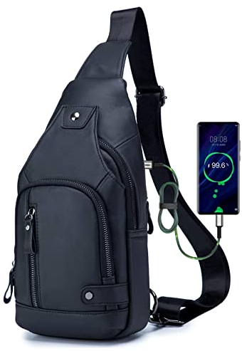WeeDee Sacoche Homme Bandoulière Cuir Sac Bandouliere Homme Sac à Dos Poitrine Pochettes des Sport Affaires Voyage