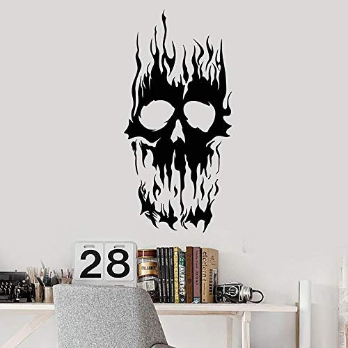 NSRJDSYT Haunted House Wandtattoo Horror Scary Tattoo Schädel Feuer Skelett Teen Schlafzimmer Mann Höhle Home Decor Vinyl Wandaufkleber Wandbild 74x151cm