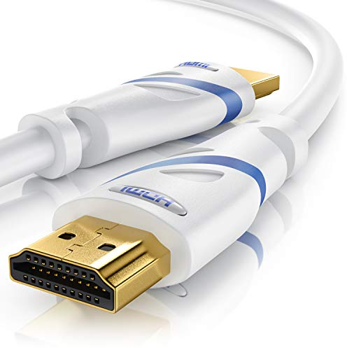 CSL - 8k HDMI Kabel 2.1 5m Meter - 8K @ 60Hz / 120Hz - 4K @ 240Hz - 48 Gbit/s - HDMI 2.1 2.0a 2.0b - 3D - Highspeed - HDTV - UHD II - Dynamic HDR-10+ - eARC - Variable Refresh Rate VRR - weiß