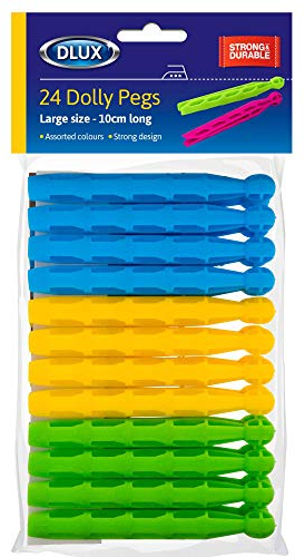 HOMESHOPA Plastic Dolly Pegs For Washing Line, Pack of 24 Heavy Duty Clothes Pegs, Strong and Reusable Plastic Indoor and Outdoor Laundry Clothespin for Crafting Hanging Decorations, Multi-Colour